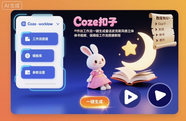 Coze扣子工作流一键生成童话皮克斯风格立体书视频，保姆级工作流搭建教程-邪修侠 - 演示
