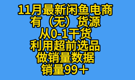 K总部落《11月最新闲鱼有无货源从0-1干货版打造销量店铺数据》-网亿资源平台