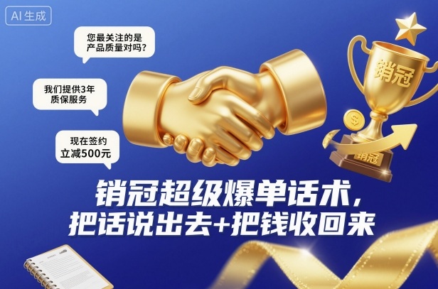 销冠超级爆单话术，把话说出去+把钱收回来-网亿资源平台