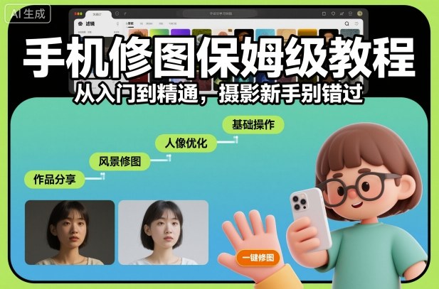 手机修图保姆级教程，从入门到精通，摄影新手别错过-网亿资源平台