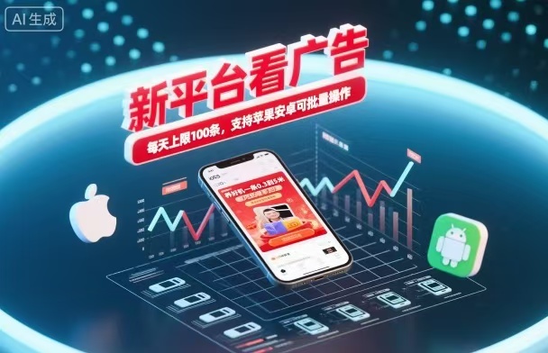 新台看广告，养好机一条5毛到5块，单机日入30到100，支持苹果安卓，可批量操作。-邪修侠 - 演示