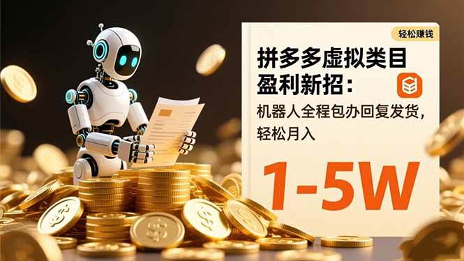 （16529期）拼多多虚拟类目盈利新招：机器人全程包办回复发货，轻松月入 1-5W-网亿资源平台