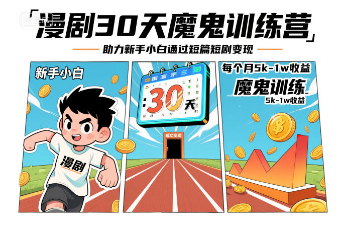 漫剧30天魔鬼训练营，助力新手小白通过短篇短剧变现，每个月5k-1w收益-邪修侠 - 演示
