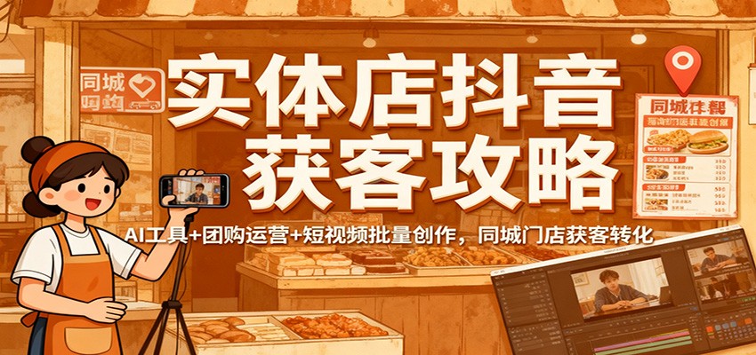 实体店抖音获客攻略：AI工具+团购运营+短视频批量创作，同城门店获客转化-邪修侠