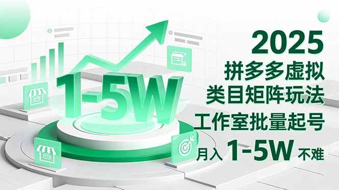 （16548期）2025 拼多多虚拟类目矩阵玩法，工作室批量起号，月入 1-5W 不难-网亿资源平台