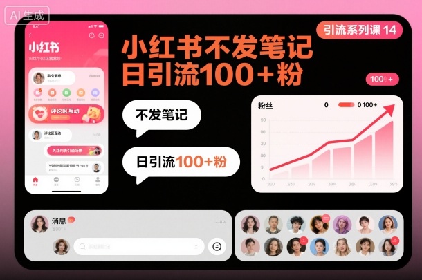 引流系列课14：小红书不发笔记日引流100+粉-邪修侠 - 演示