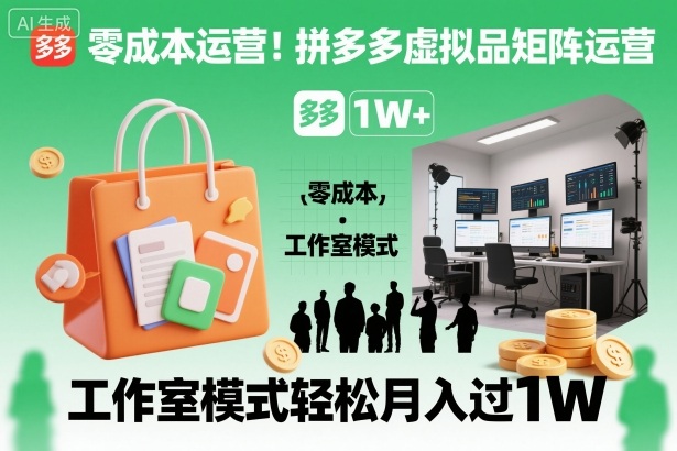 零成本运营！拼多多虚拟品矩阵运营，工作室模式轻松月入过1W-邪修侠 - 演示
