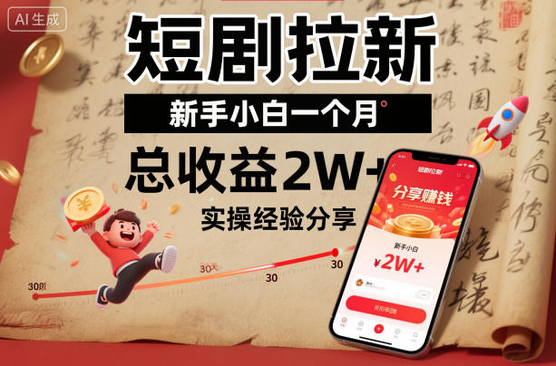 短剧拉新新手小白一个月总收益2W+实操经验分享-邪修侠 - 演示