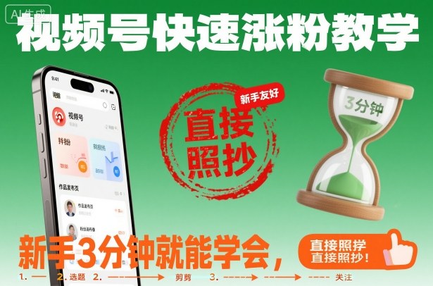 视频号快速涨粉教学，新手3分钟就能学会，直接照抄！-邪修侠 - 演示