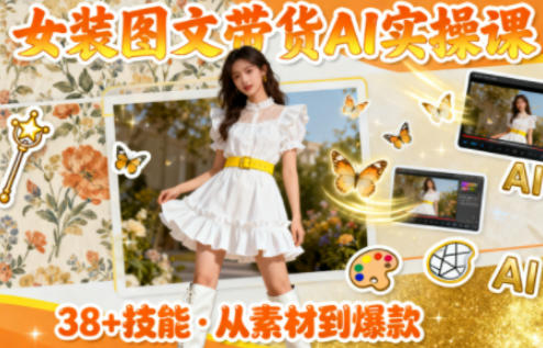 女装图文带货的AI实操课,覆盖38个实用技能,快速提升素材制作效率-邪修侠 - 演示