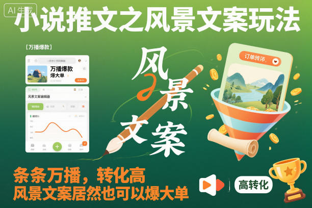 小说推文之风景文案玩法，条条万播，转化高，风景文案居然也可以爆大单！-邪修侠 - 演示