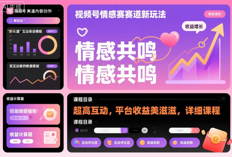 视频号情感赛道新玩法，超高互动，平台收益美滋滋，详细课程-邪修侠 - 演示