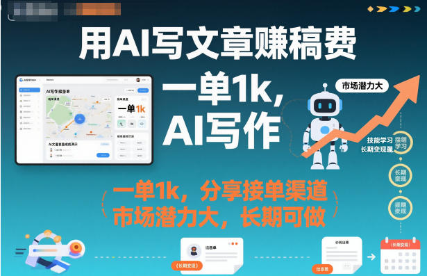 用AI写文章賺稿费，一单1k，分享接单渠道，市场潜力大，长期可做-网亿资源平台