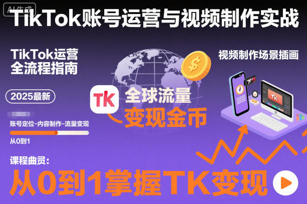 2025最新TikTok账号运营与视频制作实战全流程，从0到1掌握TK变现（含11月最新TK搬运技术）-网亿资源平台