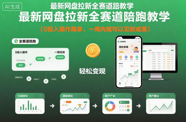 最新网盘拉新全赛道陪跑教学，0投入操作简单，一周内就可以见到成果-网亿资源平台