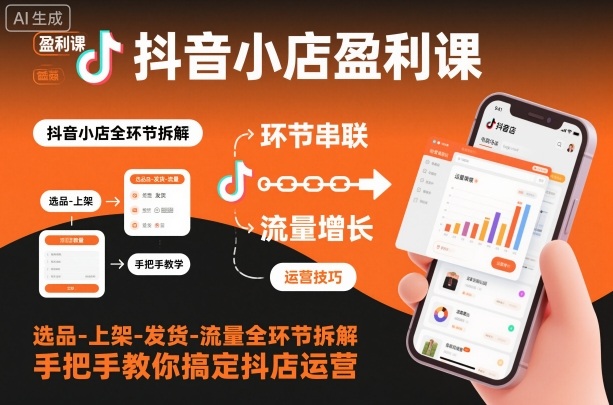 抖音小店盈利课-选品-上架-发货-流量全环节拆解，手把手教你搞定抖店运营-邪修侠 - 演示