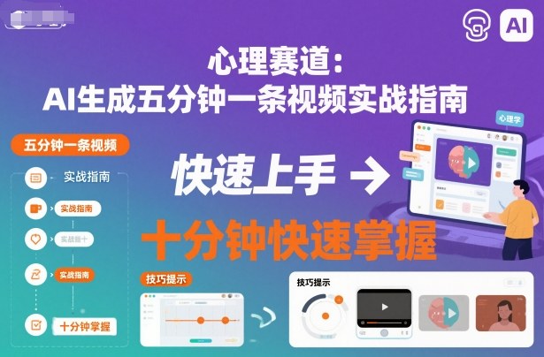 心理赛道：AI生成五分钟一条视频实战指南，十分钟快速掌握-网亿资源平台