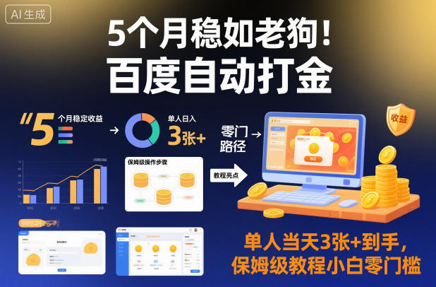 5个月稳如老狗！百度自动打金，单人当天3张+到手，保姆级教程小白零门槛【揭秘】-邪修侠 - 演示
