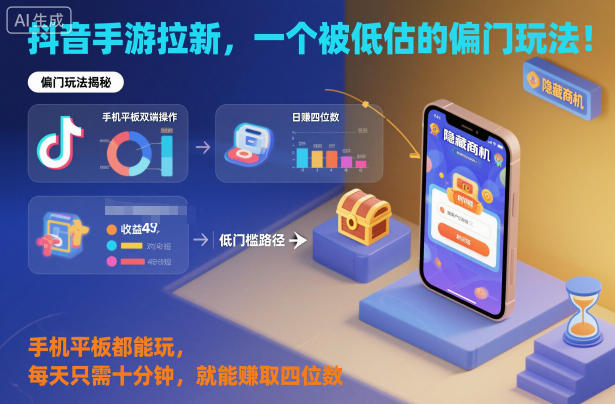 抖音手游拉新，一个被低估的偏门玩法！手机平板都能玩，每天只需十分钟，就能賺取四位数【揭秘】-邪修侠 - 演示