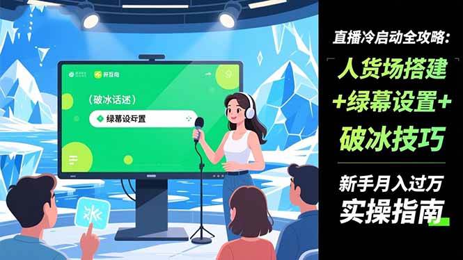 （16605期）直播冷启动全攻略:人货场搭建+绿幕设置+破冰技巧，新手月入过万实操指南-网亿资源平台