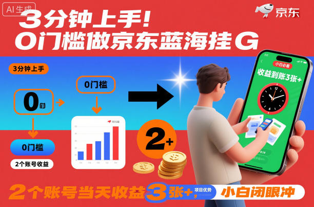 3分钟上手!0门槛做京东蓝海全自动掘金,2个账号当天收益3张+,小白闭眼冲【揭秘】-邪修侠 - 演示