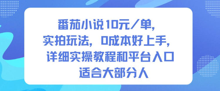 番茄小说10米每单，实拍玩法，0成本好上手，详细实操教程和平台入口适合大部分人-邪修侠 - 演示