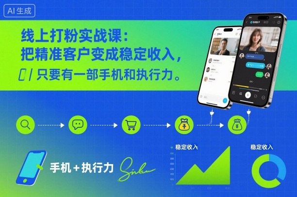 线上打粉实战课：把精准客户变成稳定收入，只要有一部手机和执行力-网亿资源平台