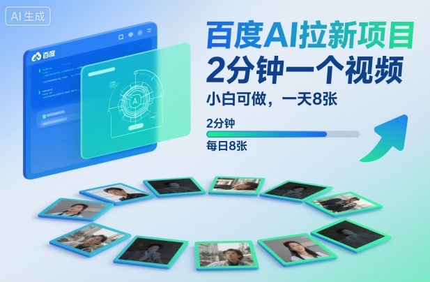 百度AI拉新项目，2分钟一个视频，小白可做，一天8张【附案例+保姆级教程】-网亿资源平台