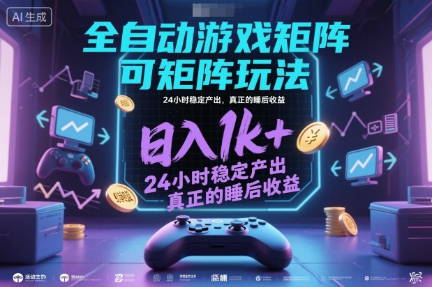 全自动游戏掘金，可矩阵操作，日入1k+，24小时稳定产出，真正的睡后收益【揭秘】-邪修侠