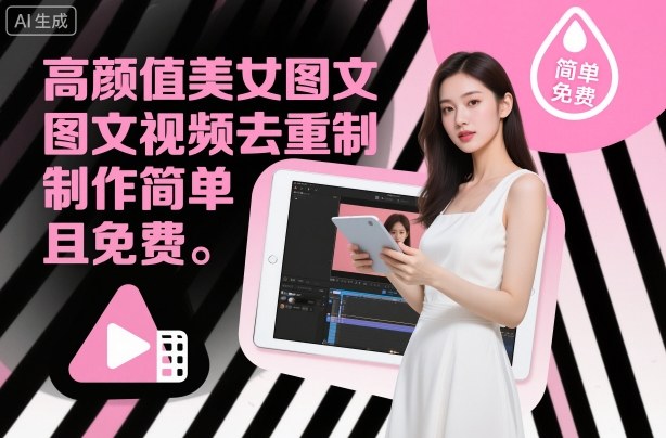 高颜值美女图文视频去重制作教学，制作简单且免费-网亿资源平台