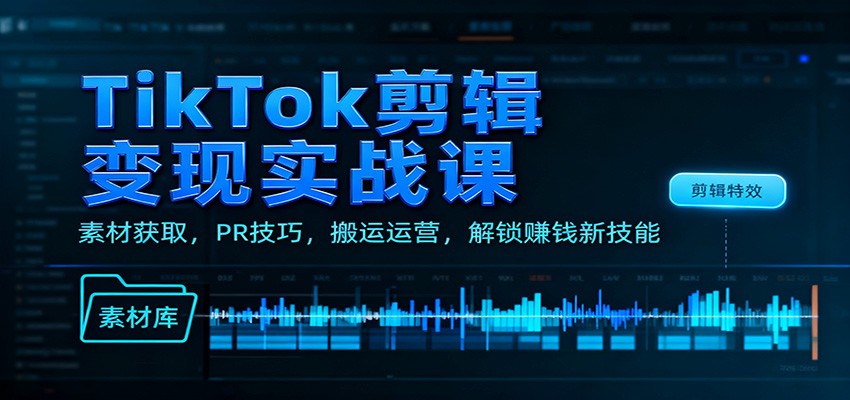 TikTok剪辑变现实战课:素材获取,PR技巧,搬运运营,解锁赚钱新技能-邪修侠 - 演示