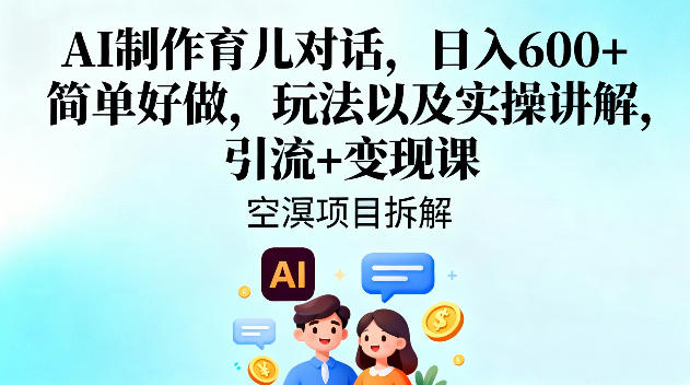 AI制作育儿对话,日入6张+,简单好做,玩法以及实操讲解,引流+变现课-邪修侠 - 演示