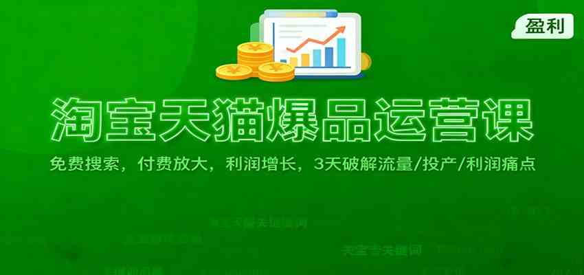 淘宝天猫爆品运营课：免费搜索，付费放大，利润增长，3 天破解流量/ 投产/利润痛点-网亿资源平台