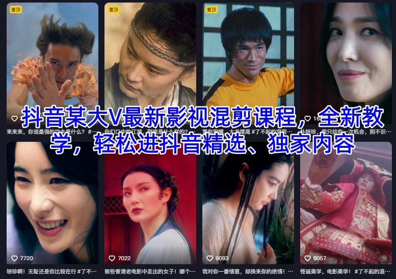 抖音某大V最新影视混剪课程，全新教学，轻松进抖音精选、独家内容-邪修侠 - 演示