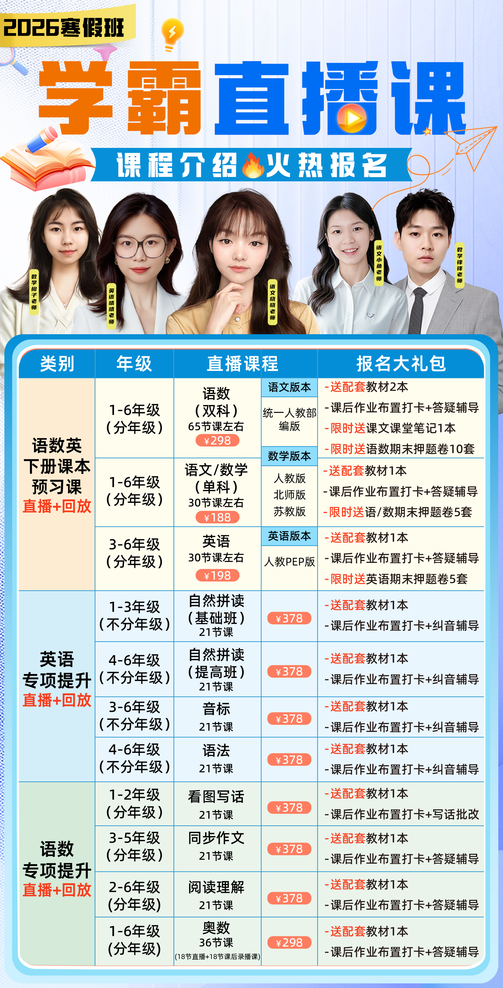 【联系老师报名】小学2-6年级下册寒假预习直播课 【联系老师报名】小学2-6年级下册寒假预习直播课