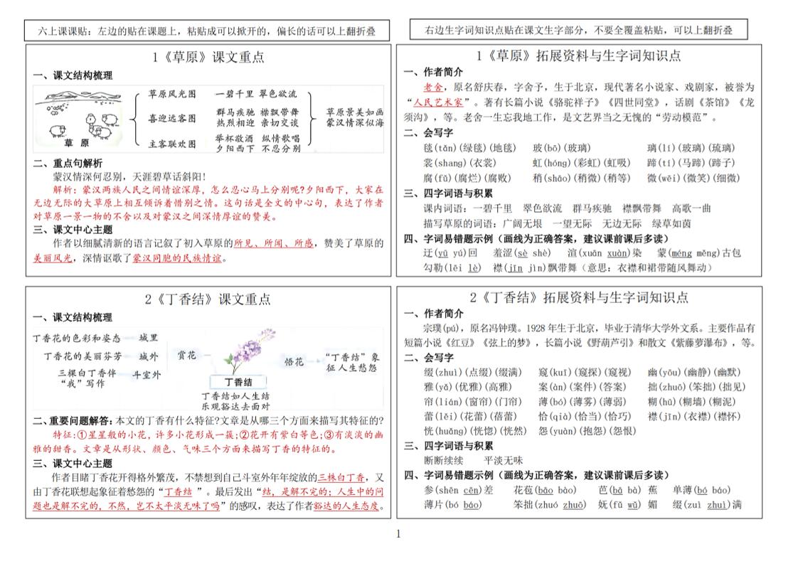 六（上）语文新版课课贴-网亿资源平台