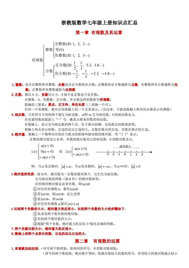 浙教版数学七年级上知识点总结(1)-网亿资源平台