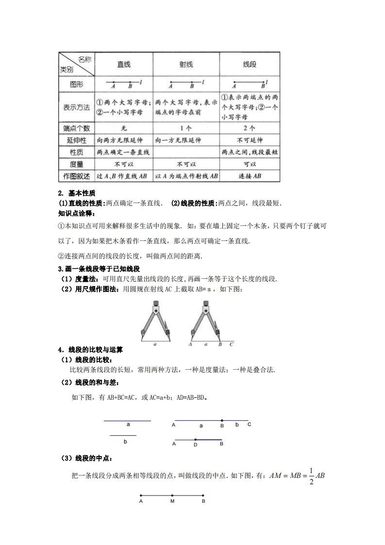 青岛版七年级上册数学知识点汇总
