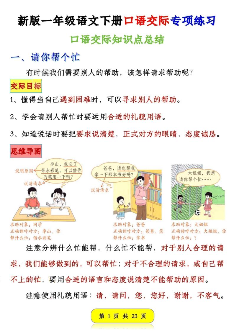 新一下语文口语交际专项练习（23页）-网亿资源平台