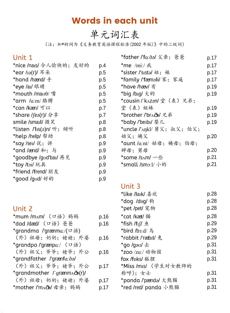 三上PEP英语单元词汇表-新版-网亿资源平台