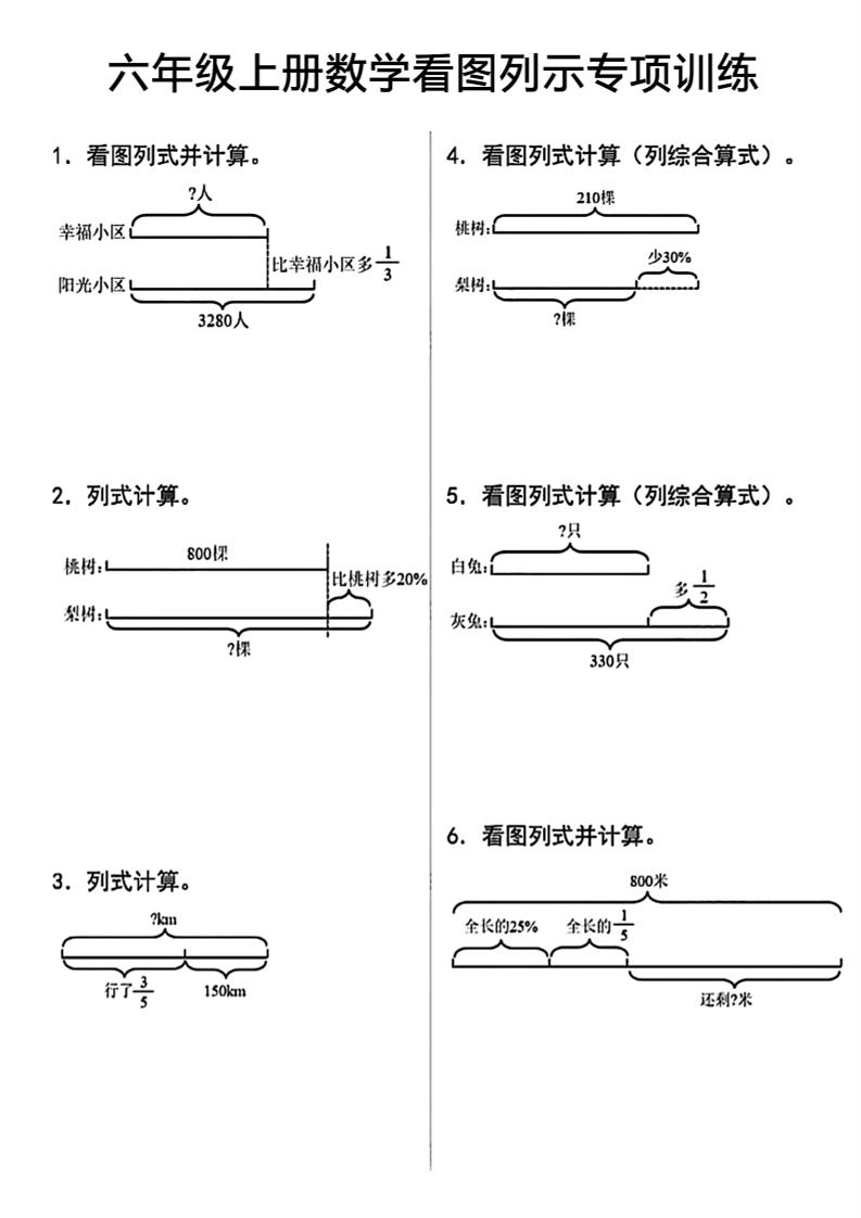 六上数学看图列式-网亿资源平台