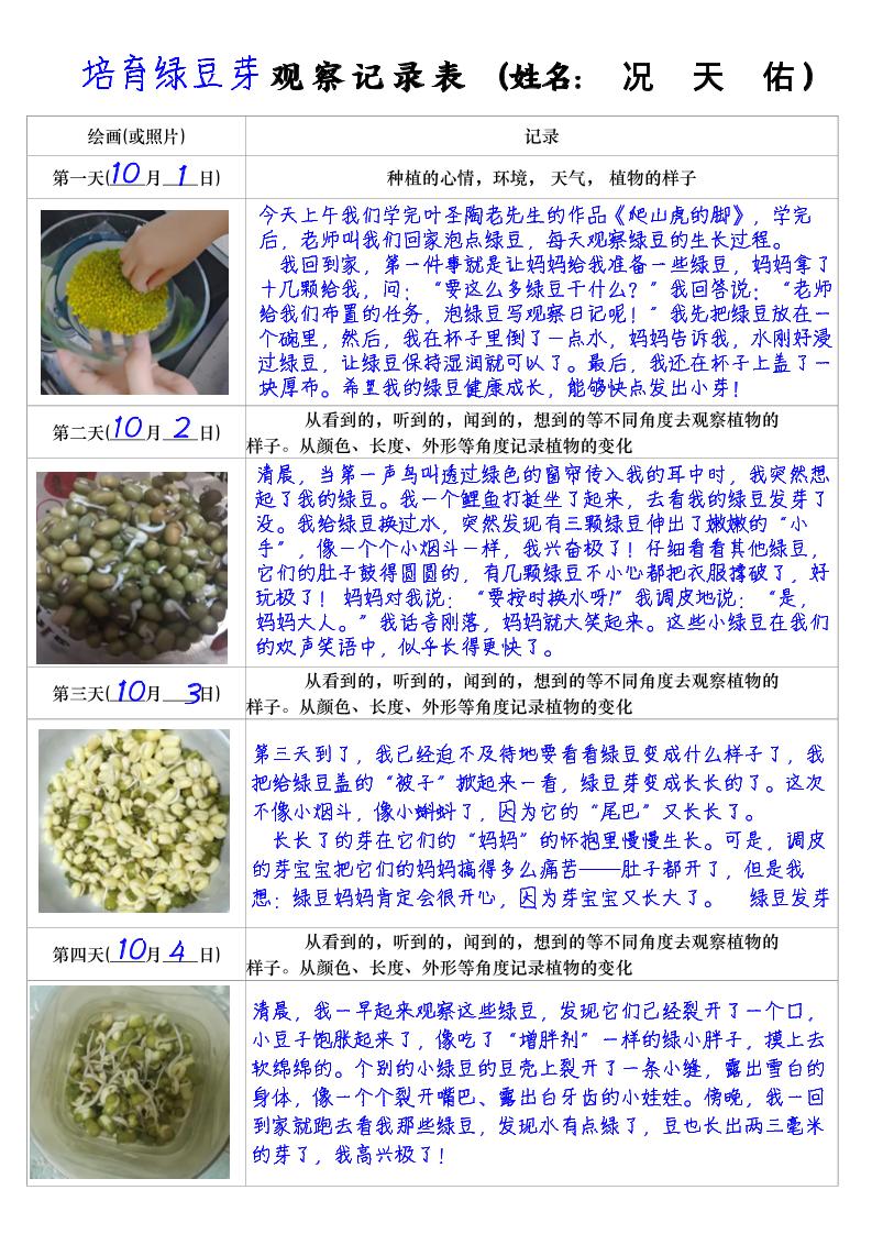四上语文习作三：培育绿豆芽观察日记2《写观察日记》4页-网亿资源平台