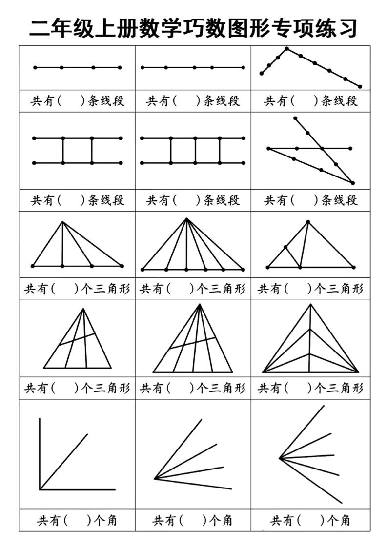 二上数学巧数图形专项练习+角的初步认识（10页）-网亿资源平台