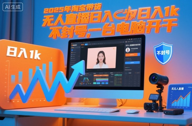2025年淘宝带货，无人直播日入1k，不封号，一台电脑开干-网亿资源平台