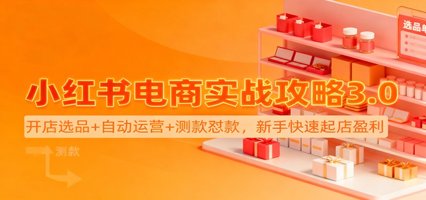 小红书电商实战攻略3.0:开店选品+自动运营+测款怼款,新手快速起店盈利-邪修侠