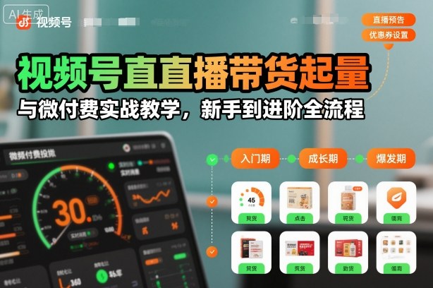 视频号直播带货起量与微付费实战教学,新手到进阶全流程-邪修侠