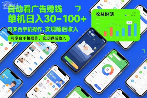 自动看广告賺钱，单机日入30-100+，可多台手机操作，实现睡后收入【揭秘】-邪修侠 - 演示