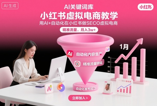 小红书虚拟电商项目，用AI+自动化在小红书做SEO虚拟电商，精准流量，月入3w+-邪修侠 - 演示