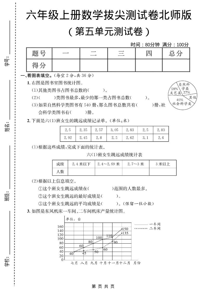 六年级上数学第五单元测试卷《北师版》1-网亿资源平台