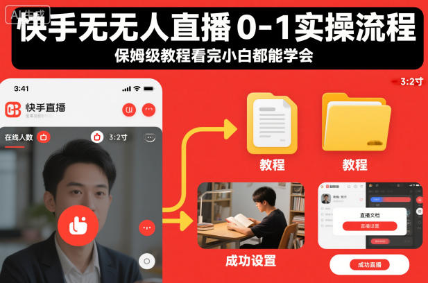 快手无人直播0-1实操流程,保姆级教程看完小白都能学会-邪修侠 - 演示